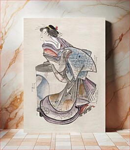 Πίνακας, Hokusai's Japanese woman from Album of Sketches (19th century) vintage painting
