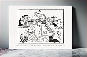 Πίνακας, Hokusai's Various operations of metal working, Japanese illustration