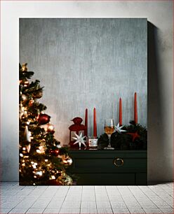 Πίνακας, Holiday Decorations with Christmas Tree Γιορτινά στολίδια με χριστουγεννιάτικο δέντρο