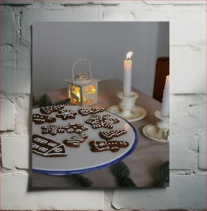 Πίνακας, Holiday Gingerbread Cookies and Candlelight Γιορτινά μπισκότα μελόψωμο και φως κεριών