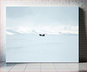 Πίνακας, Horse-Drawn Sleigh in Snowy Landscape Έλκηθρο με άλογο σε χιονισμένο τοπίο