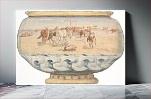 Πίνακας, Horses and cows at Holl?nderbr?nden on Saltholm (draft for punch bowl) by Theodor Philipsen