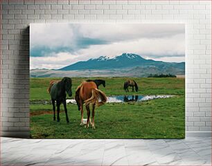 Πίνακας, Horses by a Mountain Landscape Άλογα από ένα ορεινό τοπίο