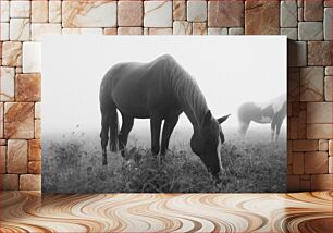 Πίνακας, Horses Grazing in the Mist Άλογα που βόσκουν στην ομίχλη