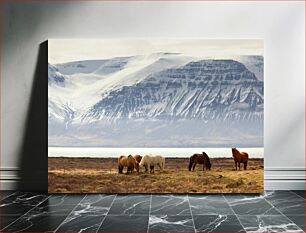 Πίνακας, Horses in Front of Snow-Capped Mountains Άλογα μπροστά από χιονισμένα βουνά