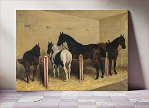 Πίνακας, Horses in the stable, Julius Von Blaas
