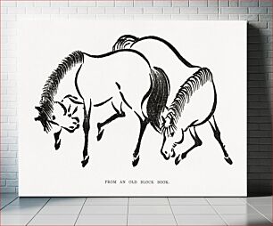 Πίνακας, Horses, Japanese animal ink illustration