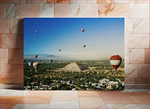 Πίνακας, Hot Air Balloons Over Ancient Pyramid Μπαλόνια ζεστού αέρα πάνω από την αρχαία πυραμίδα