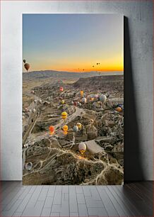 Πίνακας, Hot Air Balloons Over Cappadocia at Sunset Μπαλόνια ζεστού αέρα πάνω από την Καππαδοκία στο ηλιοβασίλεμα