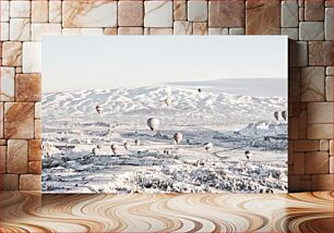 Πίνακας, Hot Air Balloons Over Snowy Landscape Μπαλόνια ζεστού αέρα πάνω από το χιονισμένο τοπίο