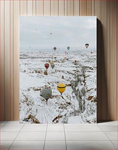 Πίνακας, Hot Air Balloons Over Snowy Landscape Μπαλόνια ζεστού αέρα πάνω από το χιονισμένο τοπίο