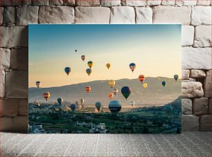 Πίνακας, Hot Air Balloons Over the Landscape Μπαλόνια ζεστού αέρα πάνω από το τοπίο