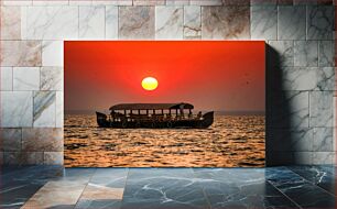 Πίνακας, Houseboat at Sunset Πλωτό σπίτι στο ηλιοβασίλεμα