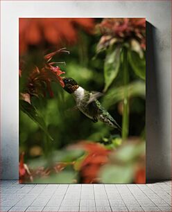 Πίνακας, Hummingbird with Flowers Κολίμπρι με λουλούδια