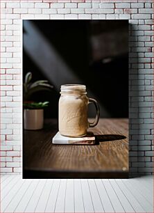 Πίνακας, Iced Coffee in Jar Mug Παγωμένος Καφές σε Βάζο Κούπα
