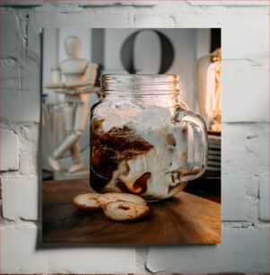 Πίνακας, Iced Coffee with Biscuits Παγωμένος Καφές με Μπισκότα