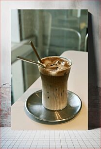 Πίνακας, Iced Coffee with Metal Straws Παγωμένος Καφές με Μεταλλικά Καλαμάκια