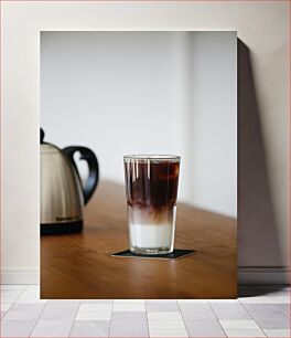Πίνακας, Iced Latte on Wooden Table Iced Latte σε Ξύλινο Τραπέζι