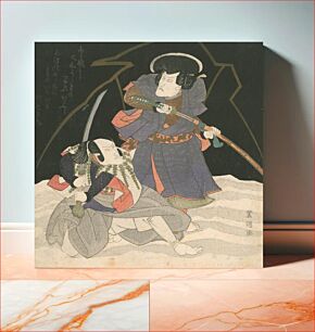 Πίνακας, Ichikawa Danjuro VII as Ishikawa Goemon and Bando Mitsugoro III as Mashiba Hisayoshi in a Lightning Storm from the Play 'Sanmon gosan no kiri' (The Temple Gate and the Paulownia Crest) by Utagawa Toyokuni II