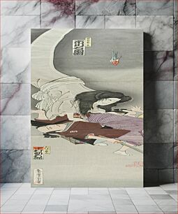 Πίνακας, Ichikawa Udanji as the Spirit of Sogo's Wife Carrying Off Yamazumi Goheita Played by Ichimura Kagorō by Toyohara Kunichika