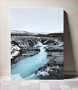Πίνακας, Icy Waterfall in Winter Landscape Παγωμένος καταρράκτης στο χειμερινό τοπίο