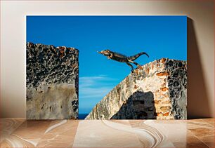 Πίνακας, Iguana Jumping on Ancient Ruins Ιγκουάνα που πηδά σε αρχαία ερείπια