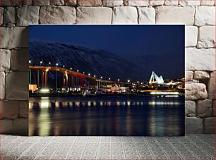 Πίνακας, Illuminated Arctic Bridge at Night Φωτισμένη Αρκτική Γέφυρα τη νύχτα