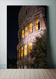 Πίνακας, Illuminated Colosseum at Night Φωτισμένο Κολοσσαίο τη νύχτα