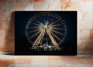 Πίνακας, Illuminated Ferris Wheel At Night Φωτιζόμενη ρόδα λούνα παρκ τη νύχτα
