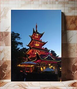 Πίνακας, Illuminated Pagoda at Dusk Φωτισμένη παγόδα στο σούρουπο