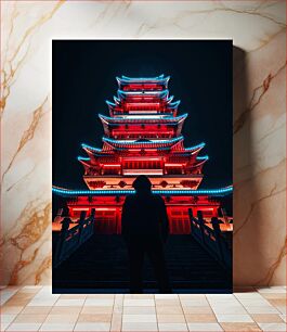 Πίνακας, Illuminated Pagoda at Night Φωτισμένη παγόδα τη νύχτα