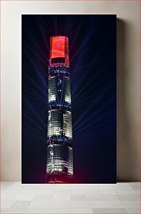 Πίνακας, Illuminated Skyscraper at Night Φωτισμένος ουρανοξύστης τη νύχτα