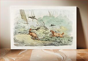 Πίνακας, Illustration of dogs chasing birds from Sporting Sketches (1817-1818) by Henry Alken (1784-1851)