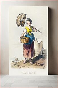 Πίνακας, Illustration of female shrimper from Picturesque Representations of the Dress and Manners of the English(1814) by William Alexander (1767-1816)