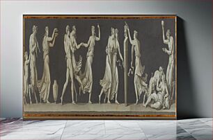 Πίνακας, illustration of horizontal line of Classical figures partially covered in drapery in various poses