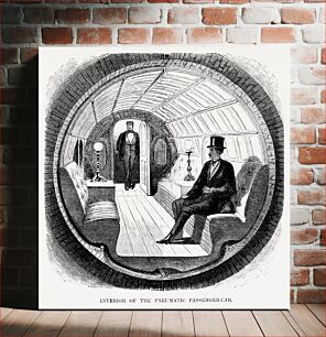 Πίνακας, Illustration of interior of the pneumatic passenger-car from Illustrated description of the Broadway underground railway (1872) by New York Parcel Dispatch