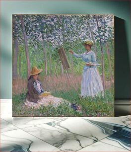 Πίνακας, In the Woods at Giverny: Blanche Hoschedé at Her Easel with Suzanne Hoschedé Reading by Claude Monet