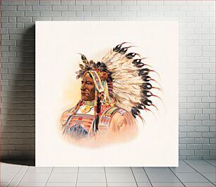 Πίνακας, Indian Head (1895) Native American man portrait illustration