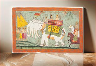 Πίνακας, Indra and Sachi Riding the Divine Elephant Airavata, Folio from a Panchakalyanaka (Five Auspicious Events in the Life of Jina Rishabhanatha [Adinatha])
