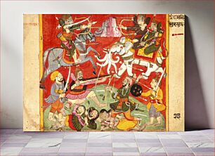 Πίνακας, Indra Fighting Mahishasura (Recto), Vishnu Fighting Madhu and Kaitabha (Verso), Folio from a Devimahatmya (Glory of the Goddess)