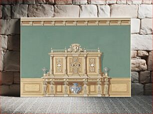 Πίνακας, Interior Design with a Large Renaissance Style Cabinet against a Green Wall