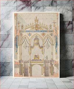 Πίνακας, Interior Elevation of Reims Cathedral with the Rood Screen and Throne for the Coronation of King Louis XVIII