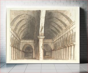 Πίνακας, Interior of the lower floor of a church (?) with columns and vault by Aron Wallick