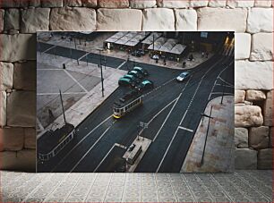 Πίνακας, Intersection with Trams and Cars Διασταύρωση με Τραμ και Αυτοκίνητα