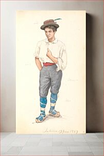 Πίνακας, Italian man with lace-up shoes and hat with feathers by P. C. Skovgaard