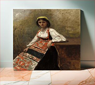 Πίνακας, Italian Woman (ca. 1872) by Jean Baptiste Camille Corot