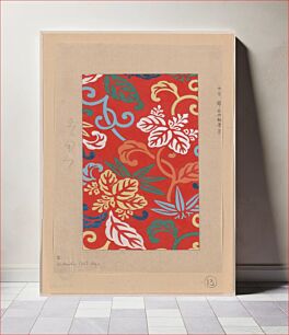 Πίνακας, Ito nishiki (yarn brocade) designs with paulownia arabesque with red background for Kimono pattern (ca.1750-1900)