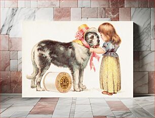 Πίνακας, J & P. Coats Best Six Cord, 200 yds, 50 (1870–1900), little girl & dog vintage illustration