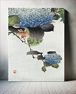 Πίνακας, Japanese bird and hydrangea (1860-1910) vintage Ukiyo-e style