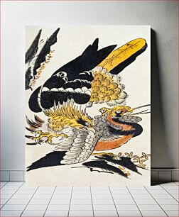 Πίνακας, Japanese birds (18th century) vintage woodblock print by Torii Kiyomasu ll